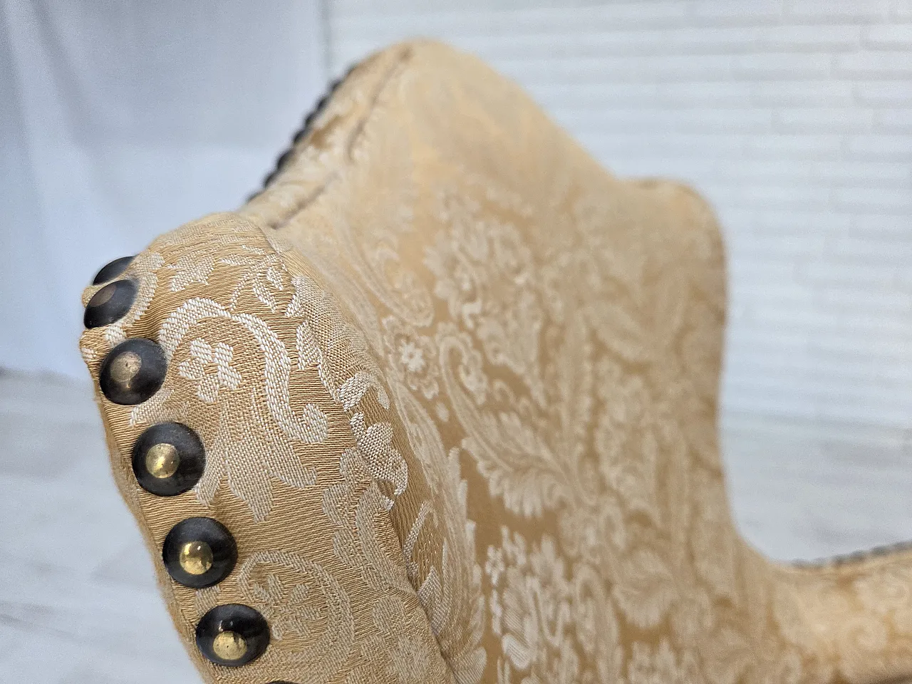 1960s, Danish cocktail lounge chair, jacquard fabric, beech wood. 15