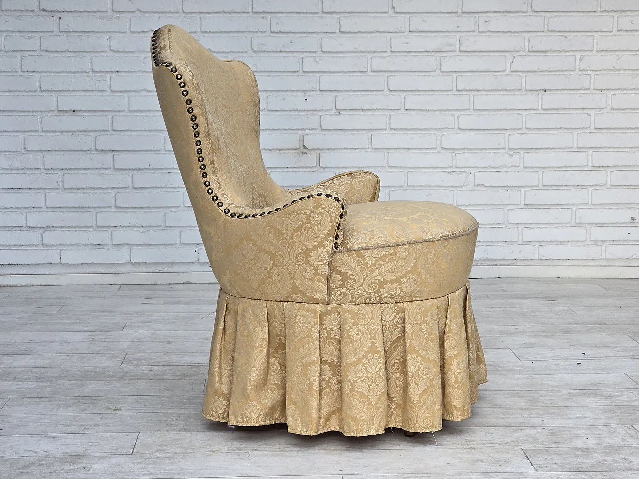 1960s, Danish cocktail lounge chair, jacquard fabric, beech wood. 19