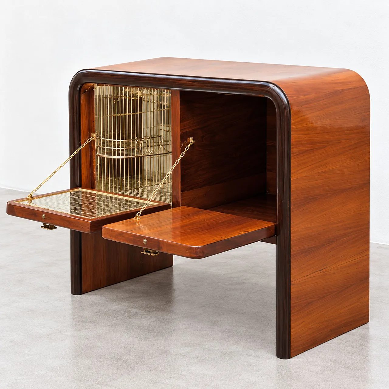 Art Deco Walnut and Burl Bar Cabinet in the Style of Gio Ponti, 1940s 2