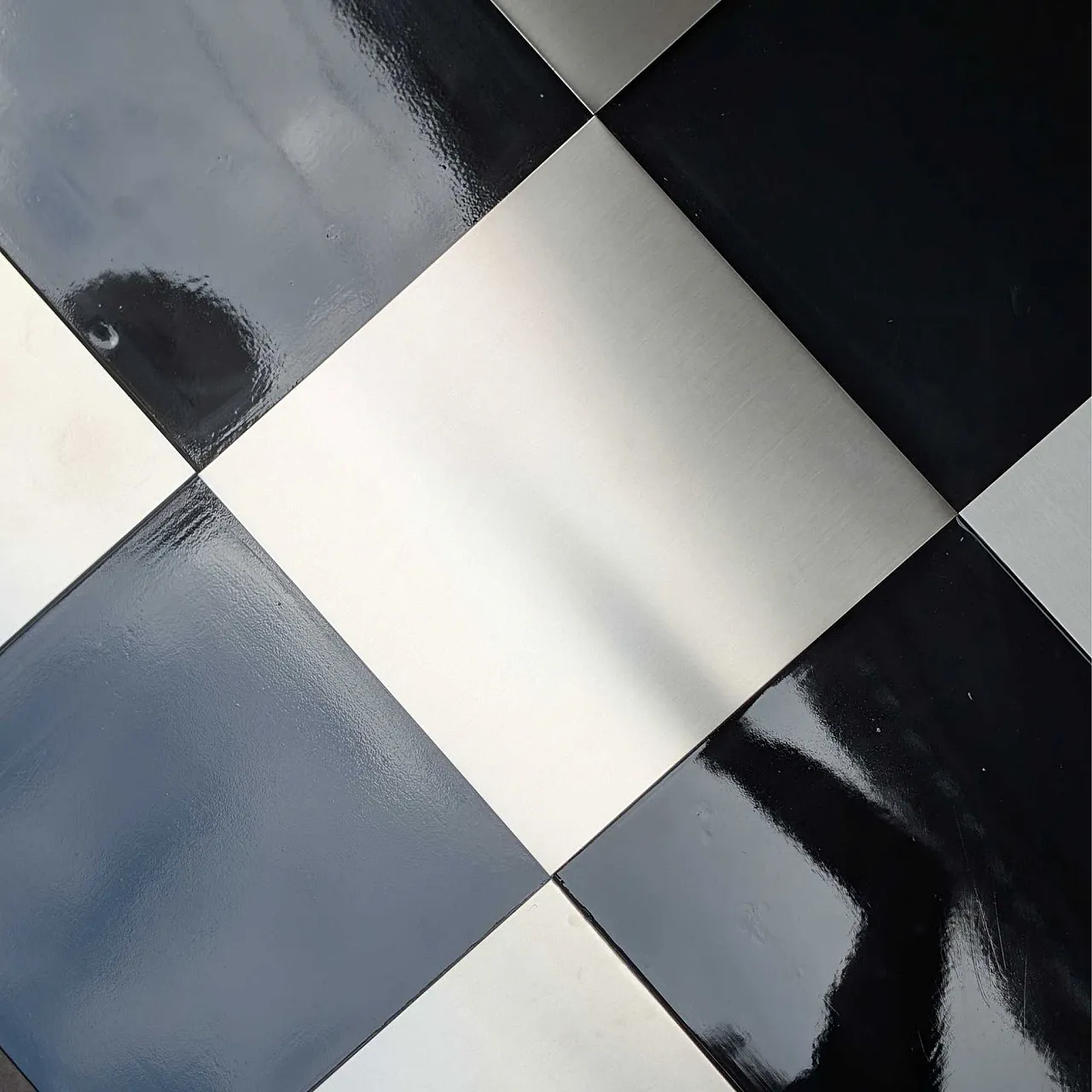 Black and Steel Square Coffee Table in the Style of Willy Rizzo 2