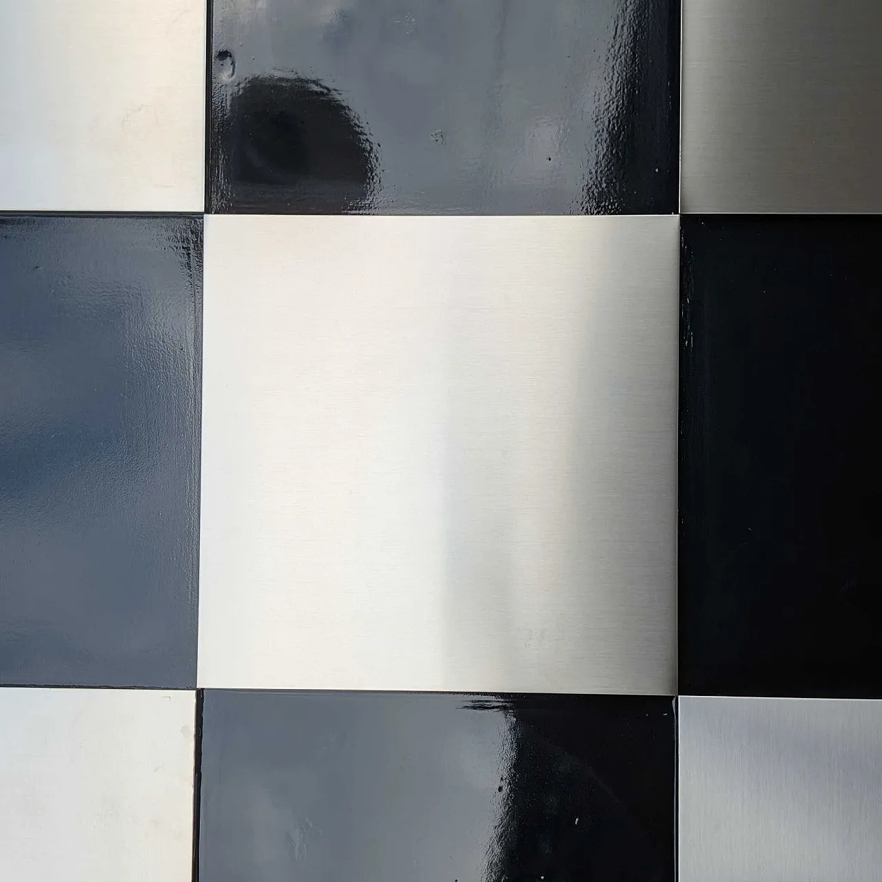 Black and Steel Square Coffee Table in the Style of Willy Rizzo 3