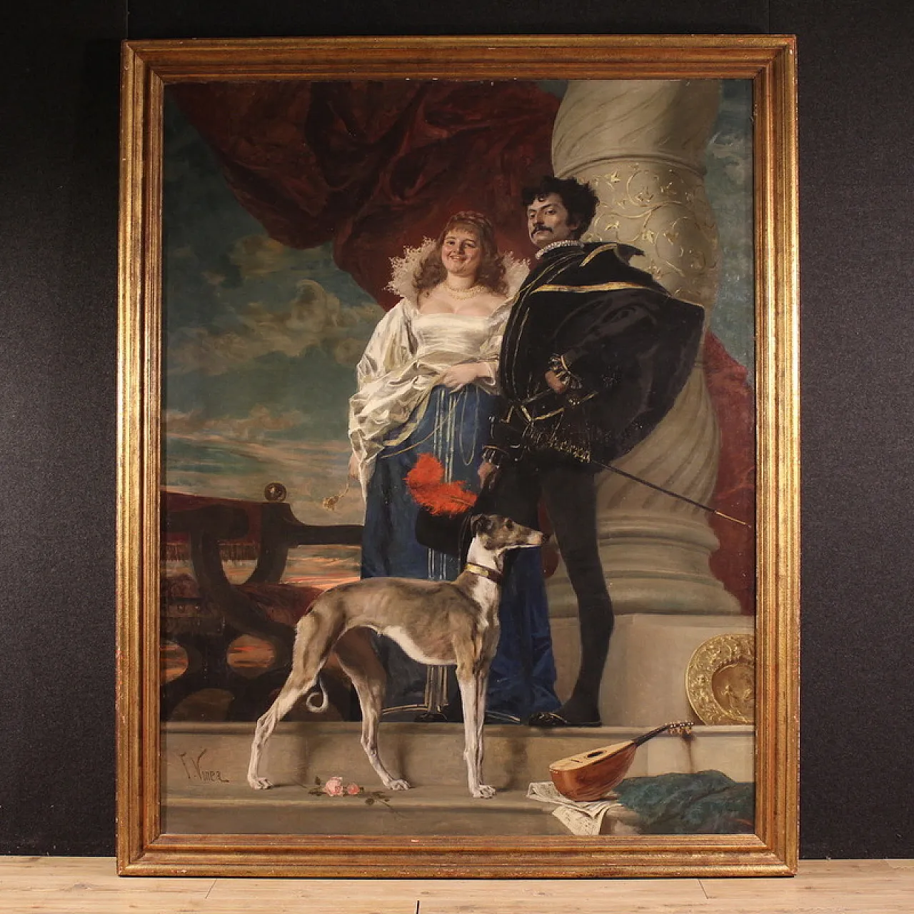 Grande ritratto del XIX secolo firmato Francesco Vinea 1