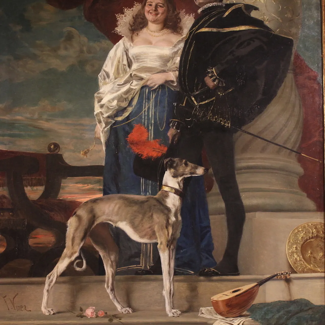 Grande ritratto del XIX secolo firmato Francesco Vinea 7