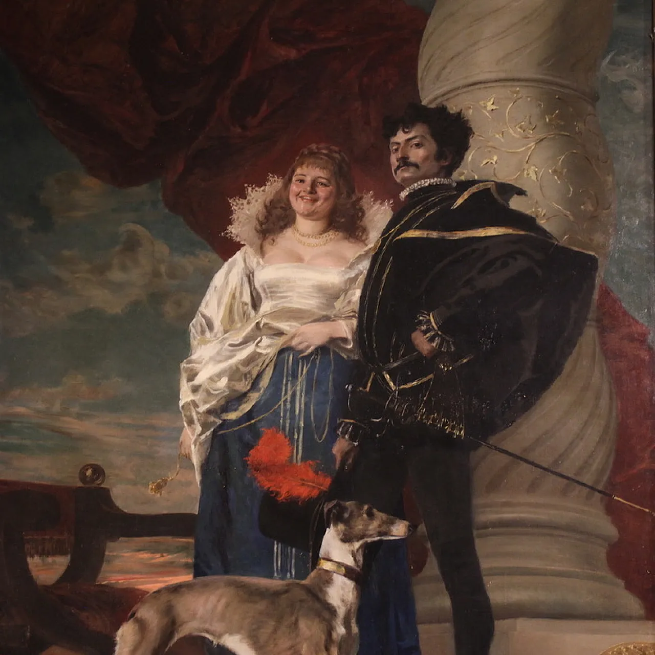 Grande ritratto del XIX secolo firmato Francesco Vinea 8