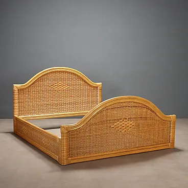 Wicker and bamboo bed, 1980s