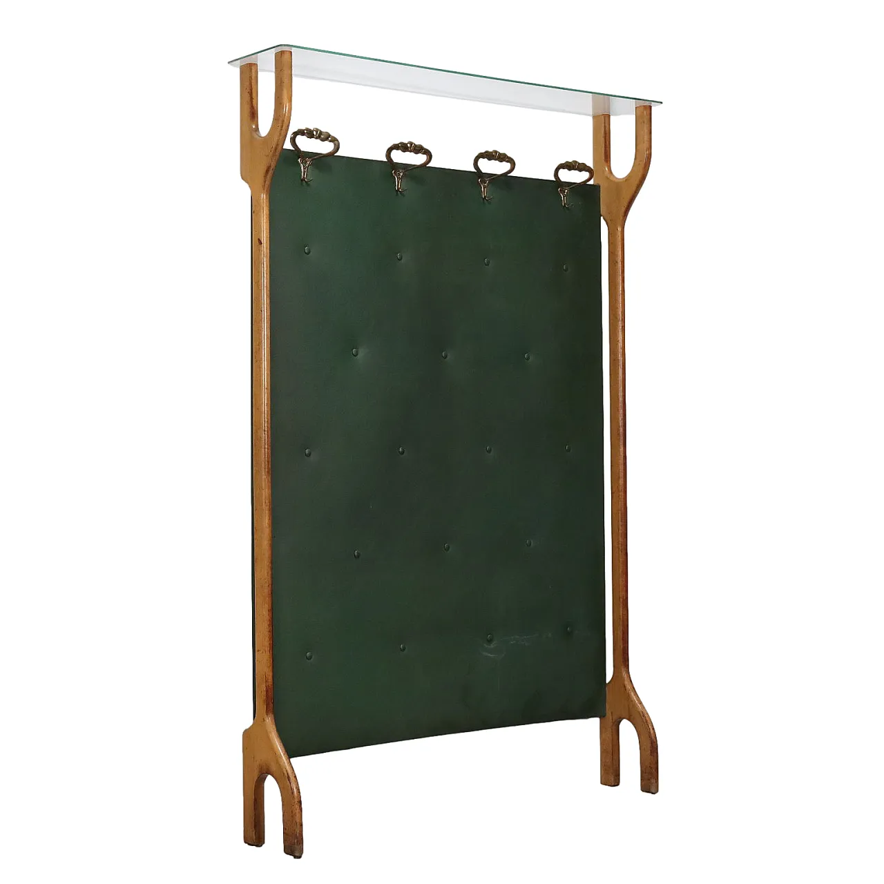 Brass, leatherette and glass coat stand, 1950s 1