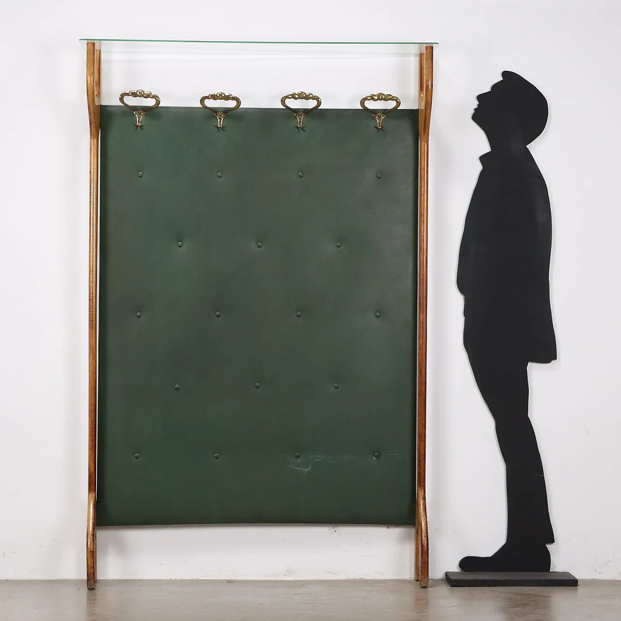 Brass, leatherette and glass coat stand, 1950s 2