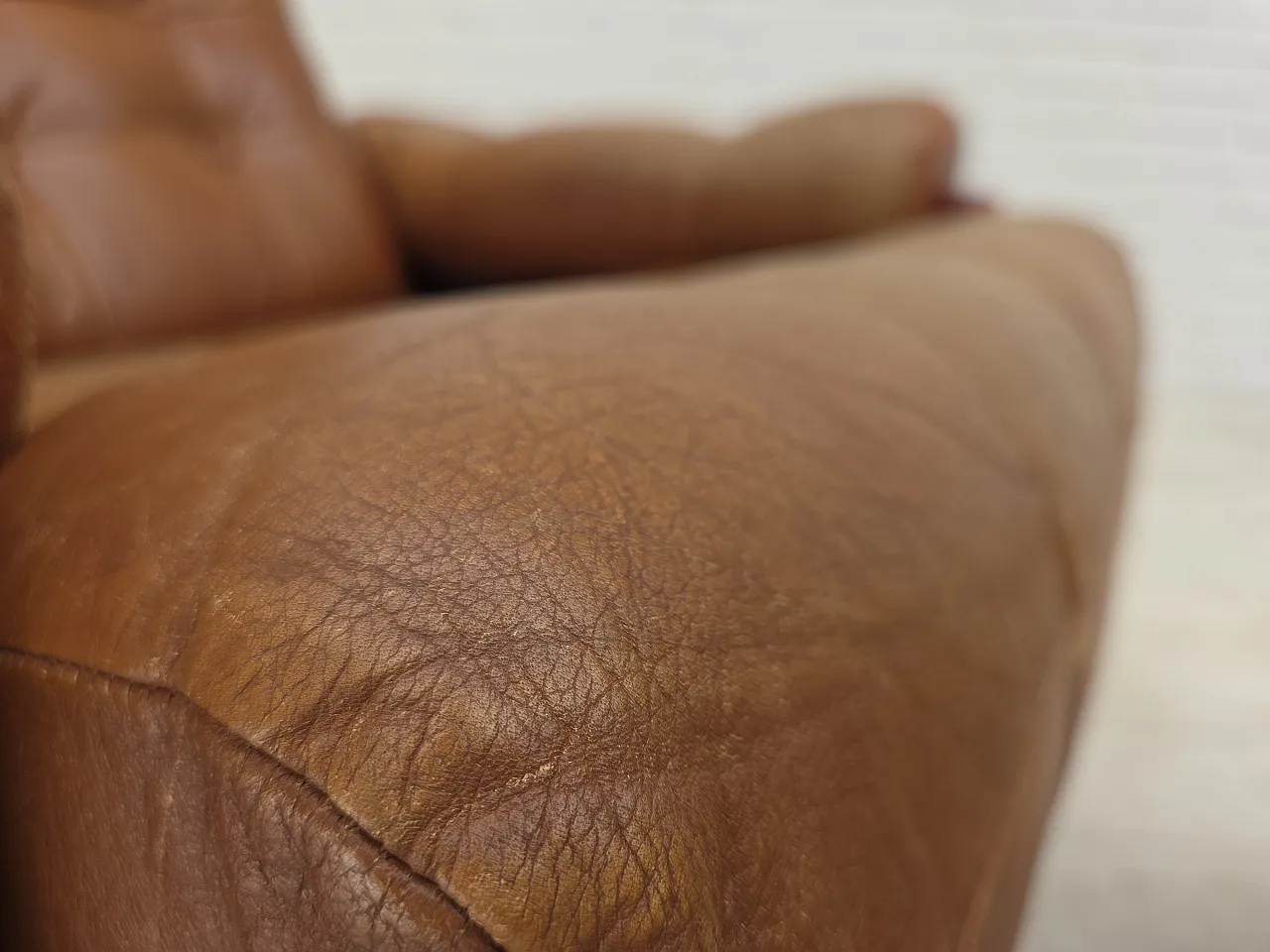 1970s, Swedish design, armchair with footstool, furniture leather. 19