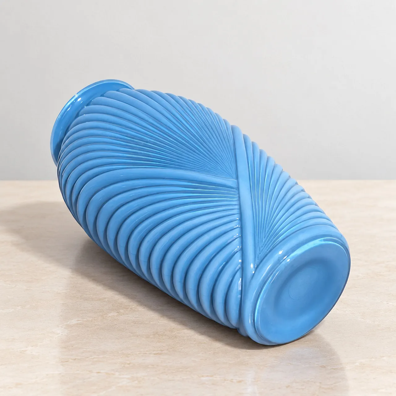 Turquoise Blue Glass Vase in Art Deco Style 4