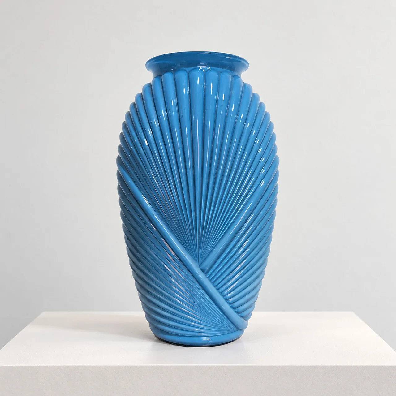 Turquoise Blue Glass Vase in Art Deco Style 5