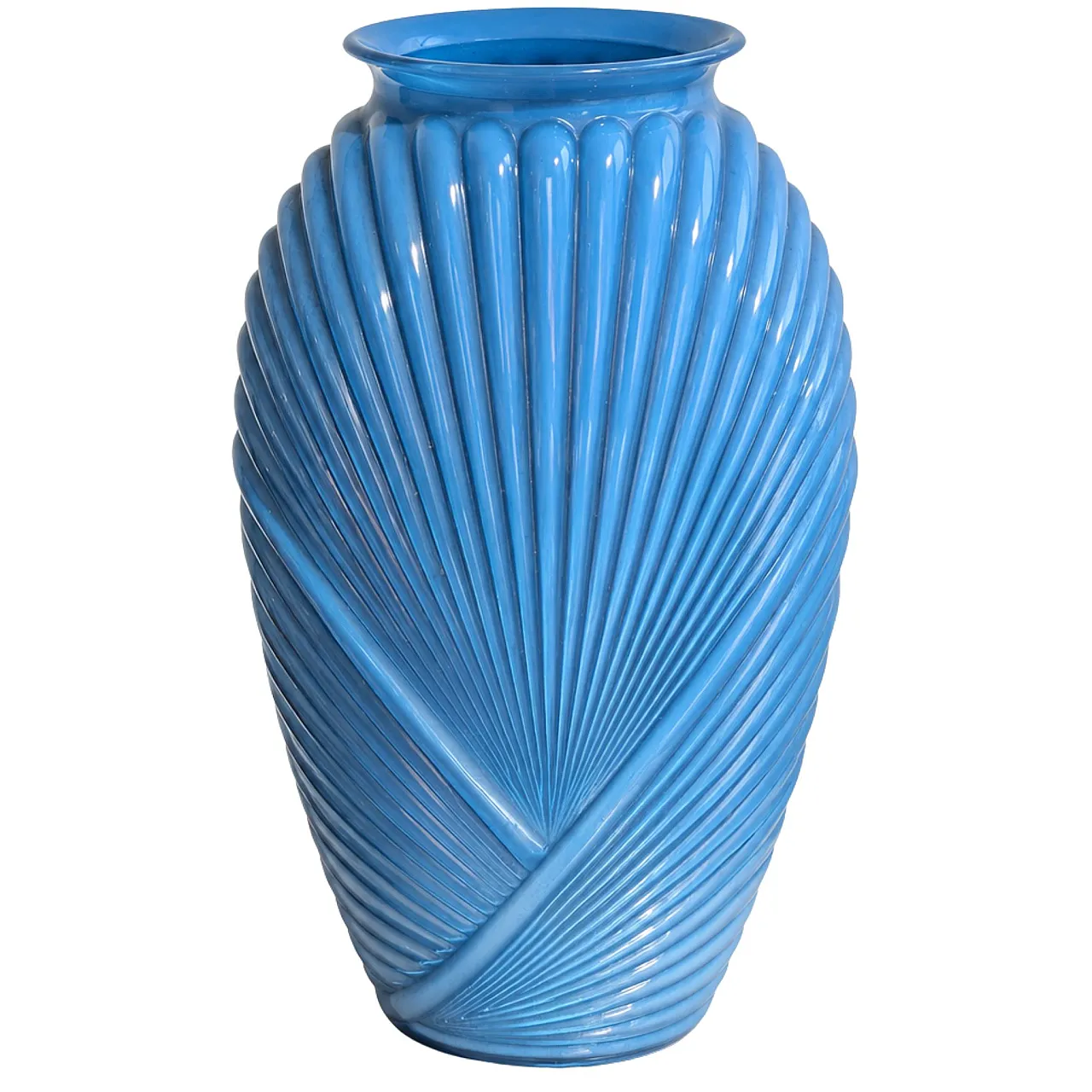 Turquoise Blue Glass Vase in Art Deco Style 6