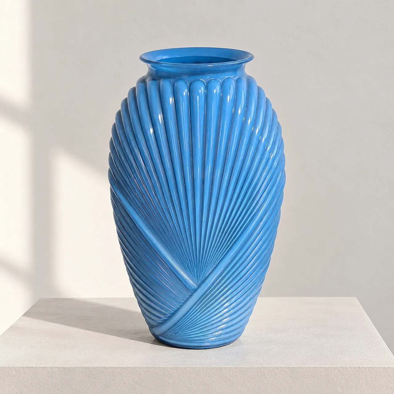 Turquoise Blue Glass Vase in Art Deco Style 7