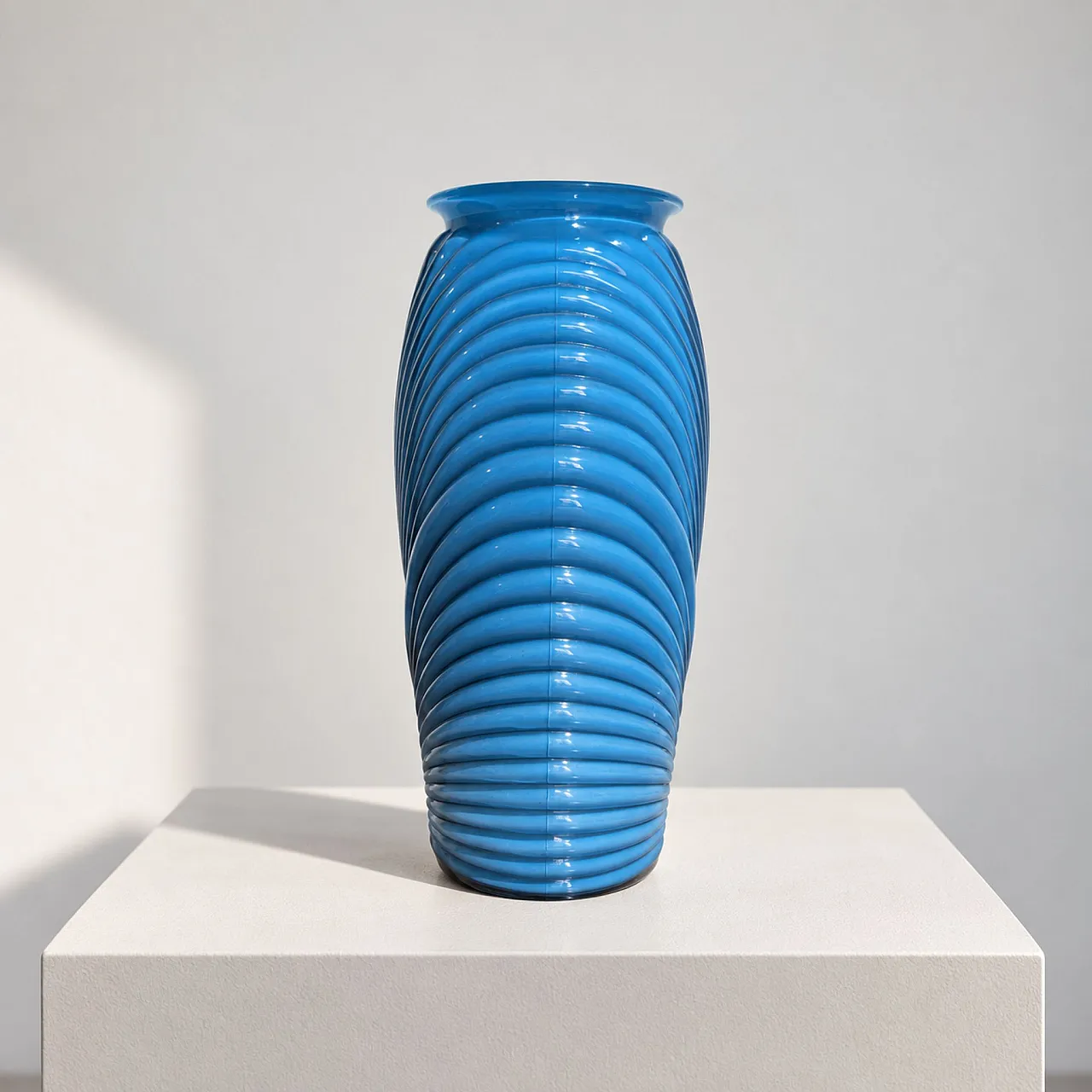 Turquoise Blue Glass Vase in Art Deco Style 8