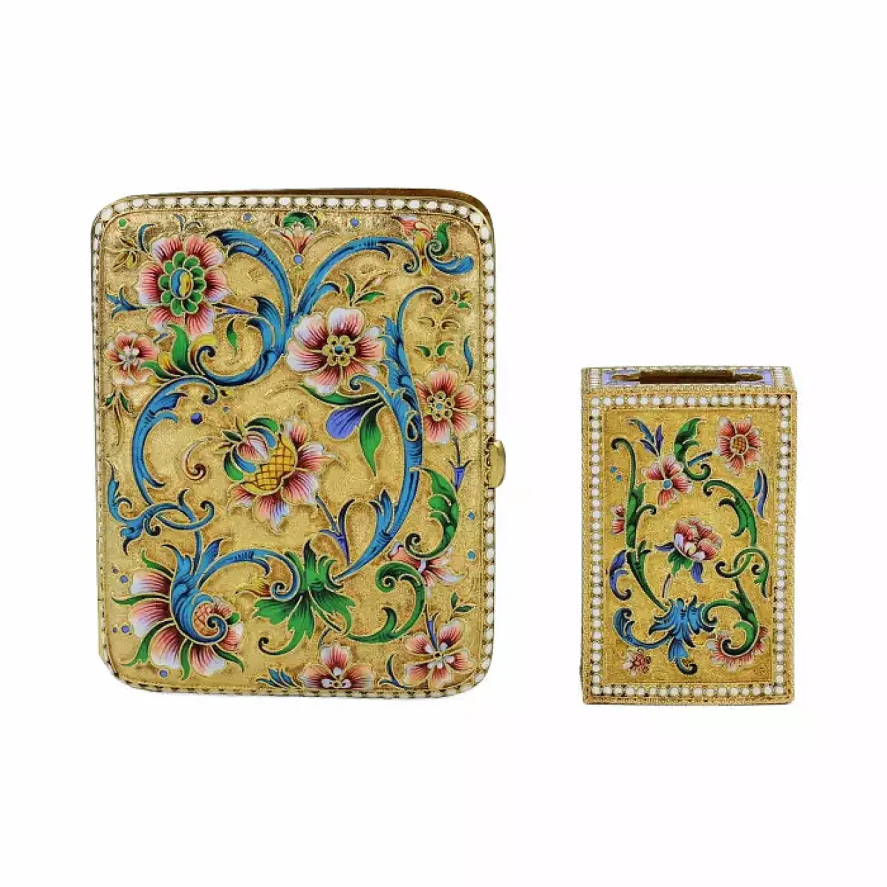 Silver cigarette case and matchbox, early 20th century 7