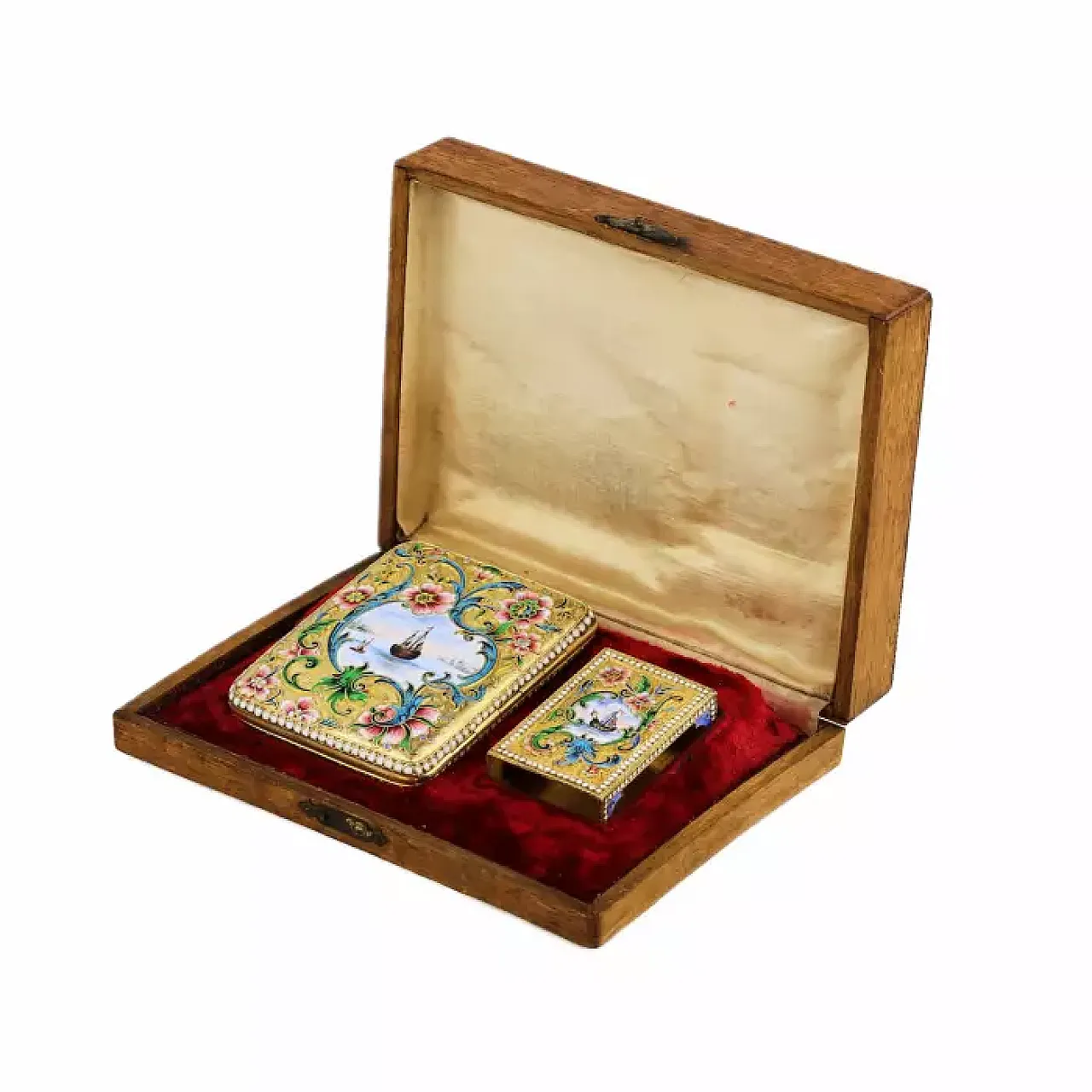 Silver cigarette case and matchbox, early 20th century 11