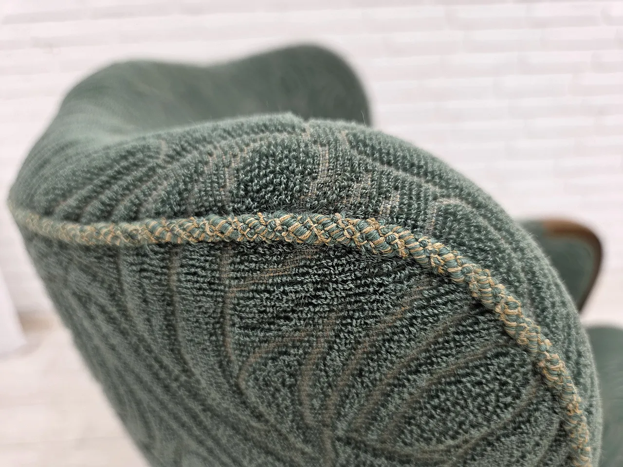 1960s, Danish armchair, green furniture velour, beech wood. 10