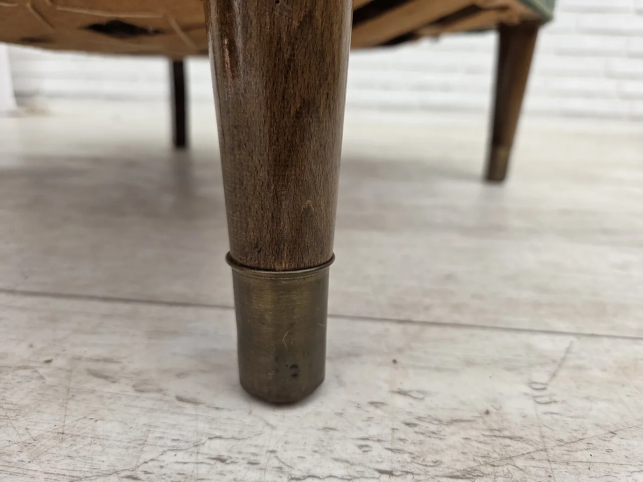 1960s, Danish armchair, green furniture velour, beech wood. 18