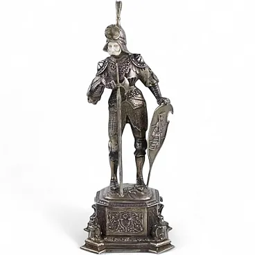 Figura in argento di un cavaliere, inizio '900