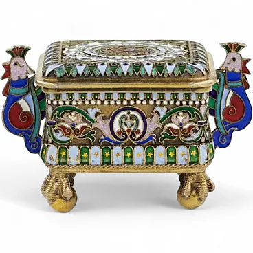 Silver box with cloisonné enamel, 19th century