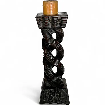 Candelabro rustico in legno, anni ’70