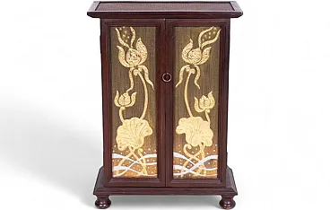Thai cabinet in acacia wood with rattan inserts, 1960s
