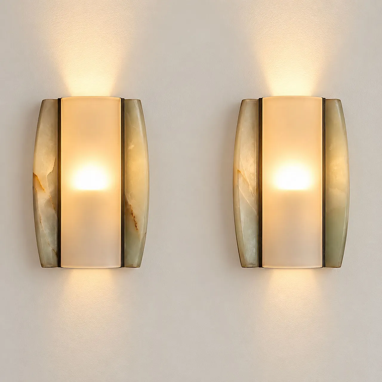 Pair of Onyx and Opal Glass Wall Lamps, 1960s 2