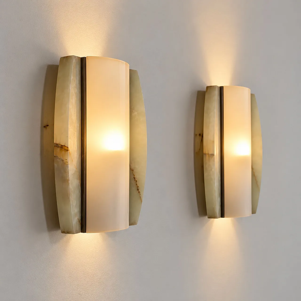 Pair of Onyx and Opal Glass Wall Lamps, 1960s 3