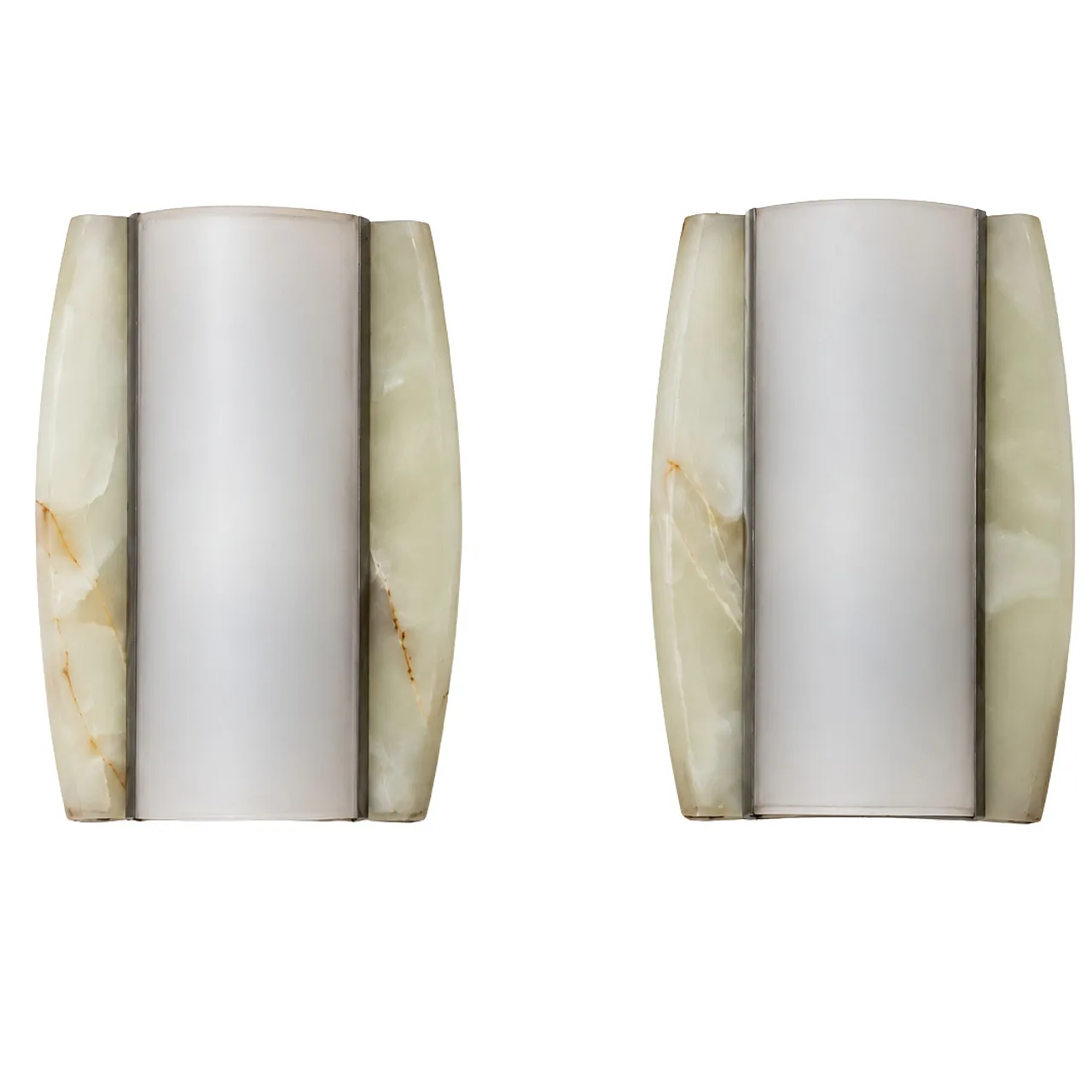 Pair of Onyx and Opal Glass Wall Lamps, 1960s 4