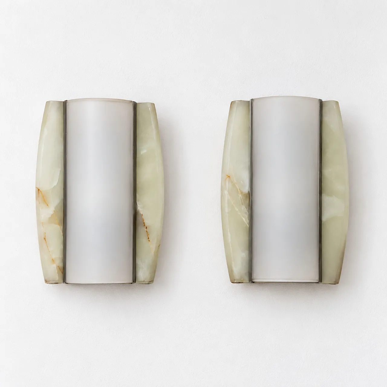 Pair of Onyx and Opal Glass Wall Lamps, 1960s 5