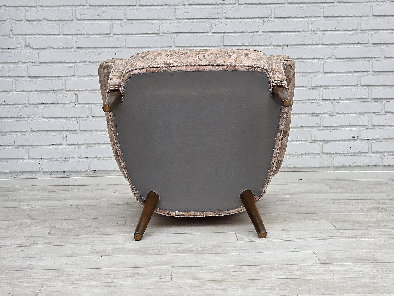 1960s, Danish armchair, furniture jacquard fabric. 2