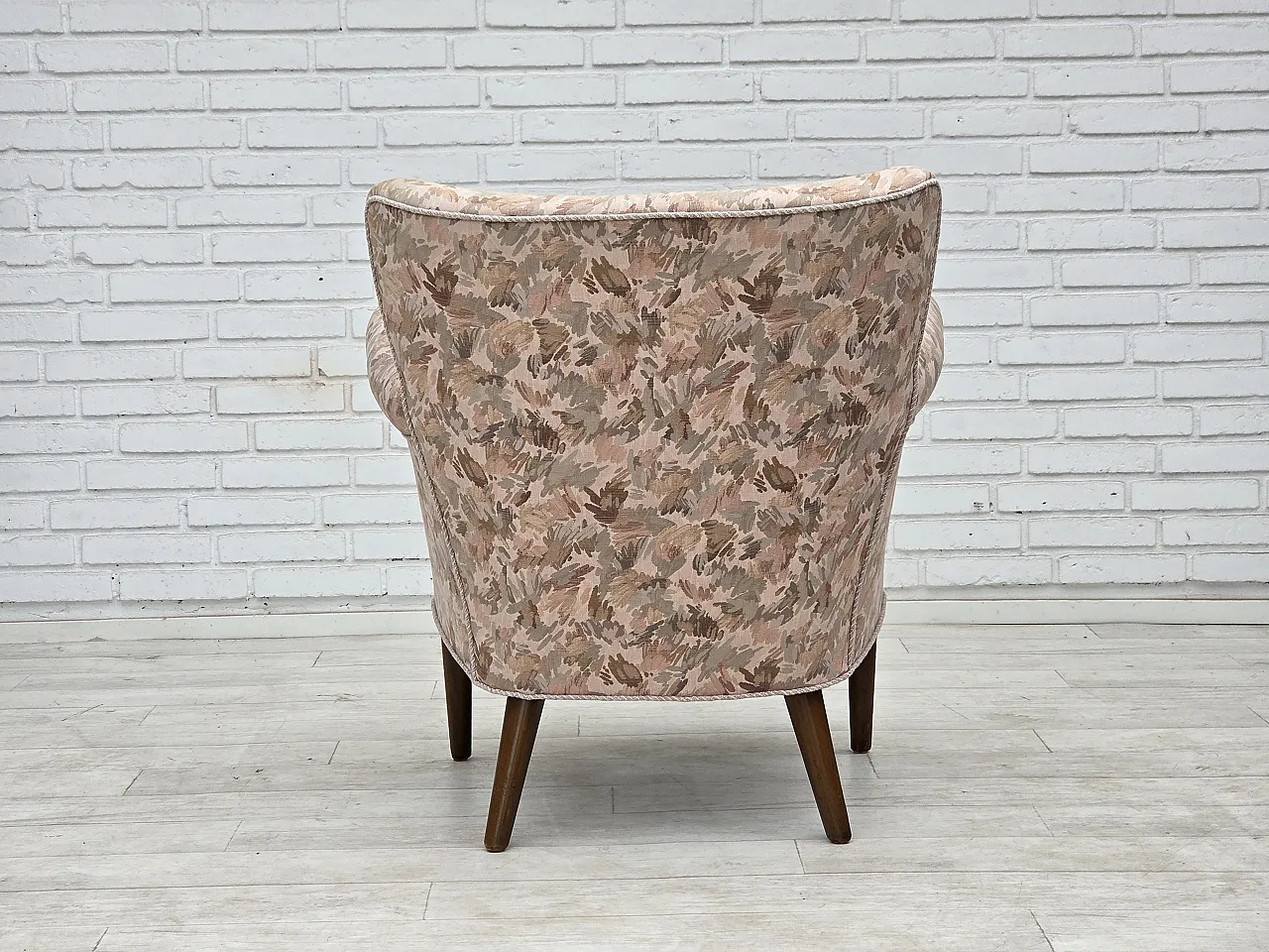 1960s, Danish armchair, furniture jacquard fabric. 7