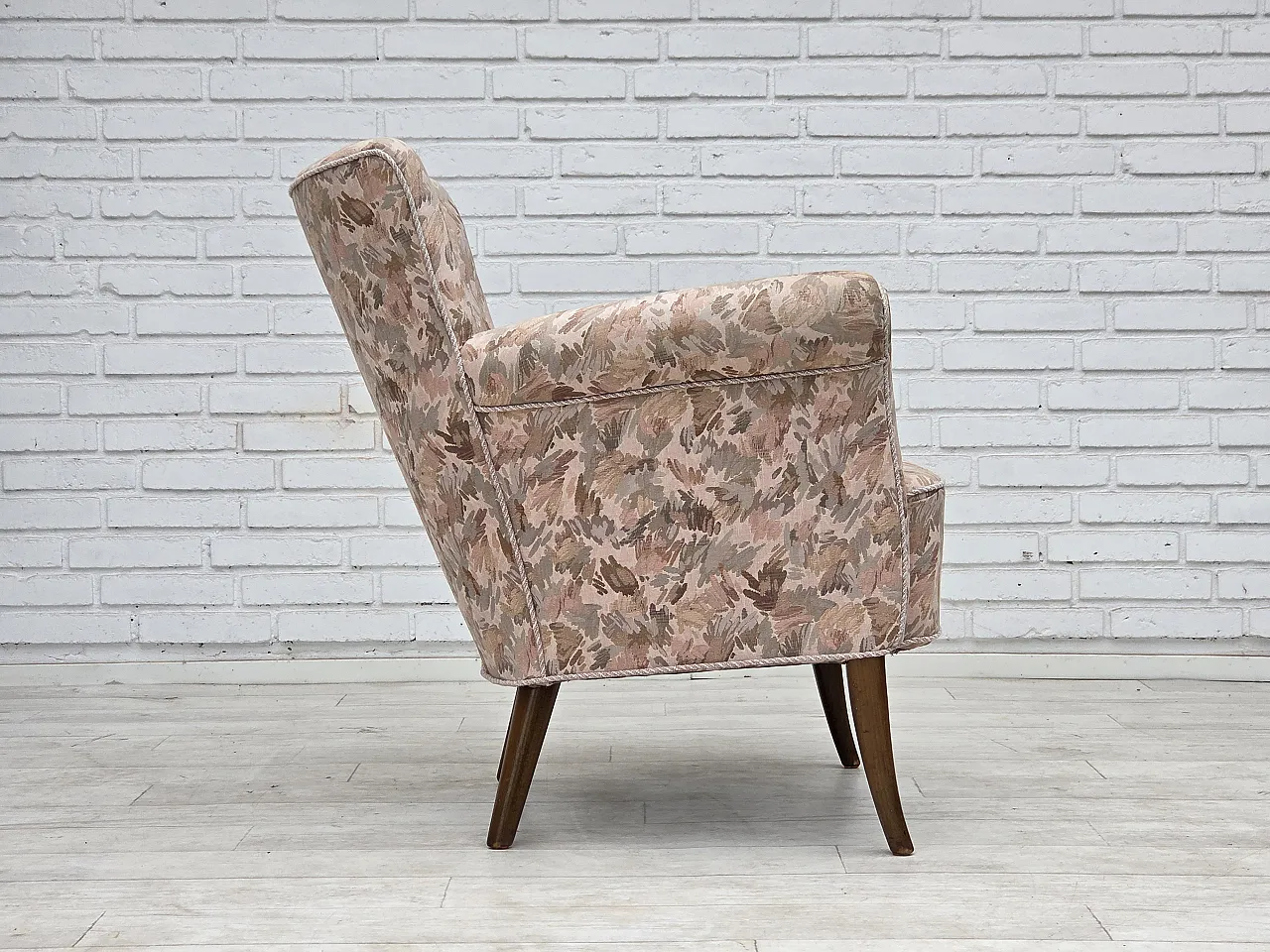 1960s, Danish armchair, furniture jacquard fabric. 10