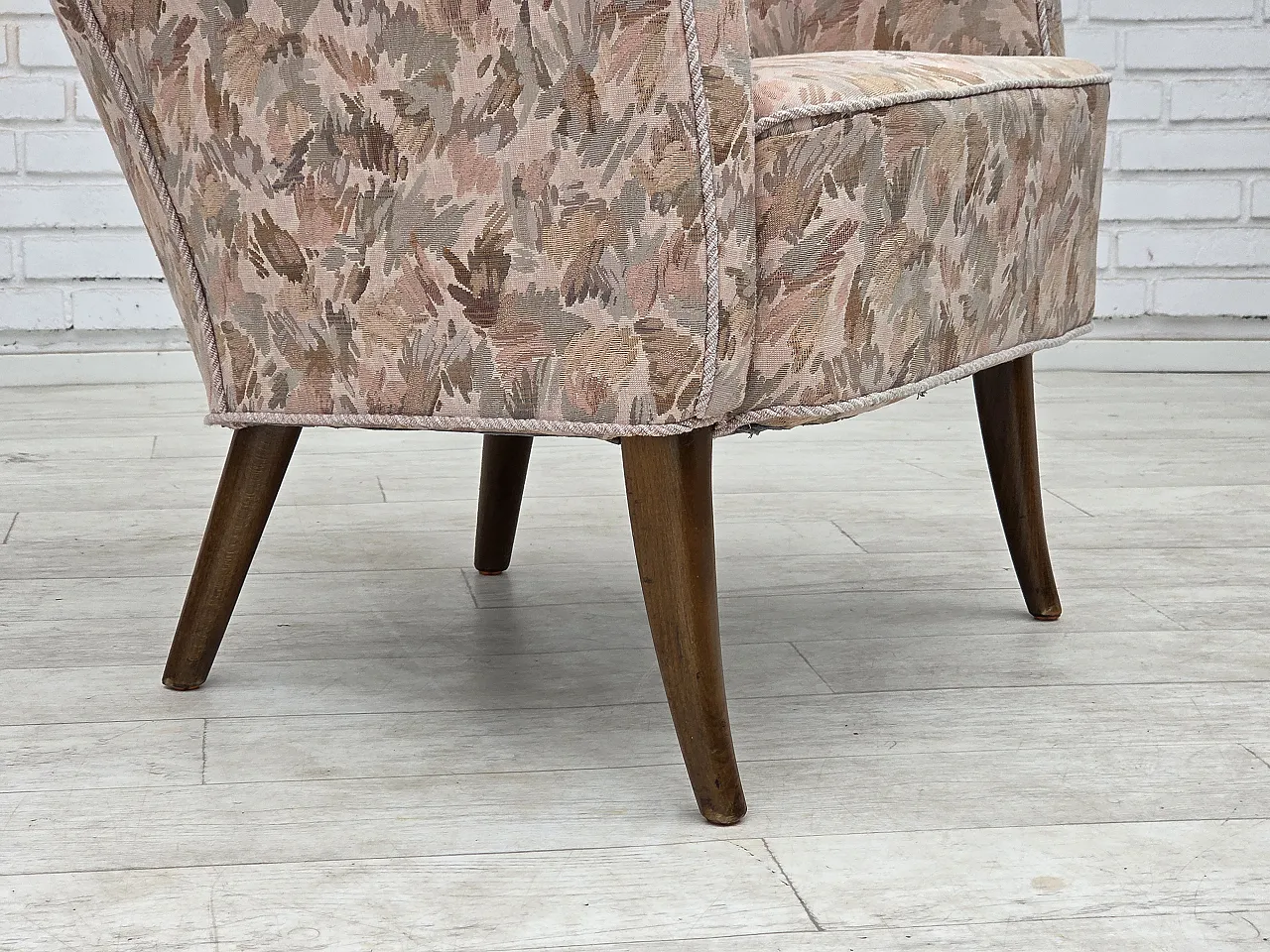1960s, Danish armchair, furniture jacquard fabric. 15