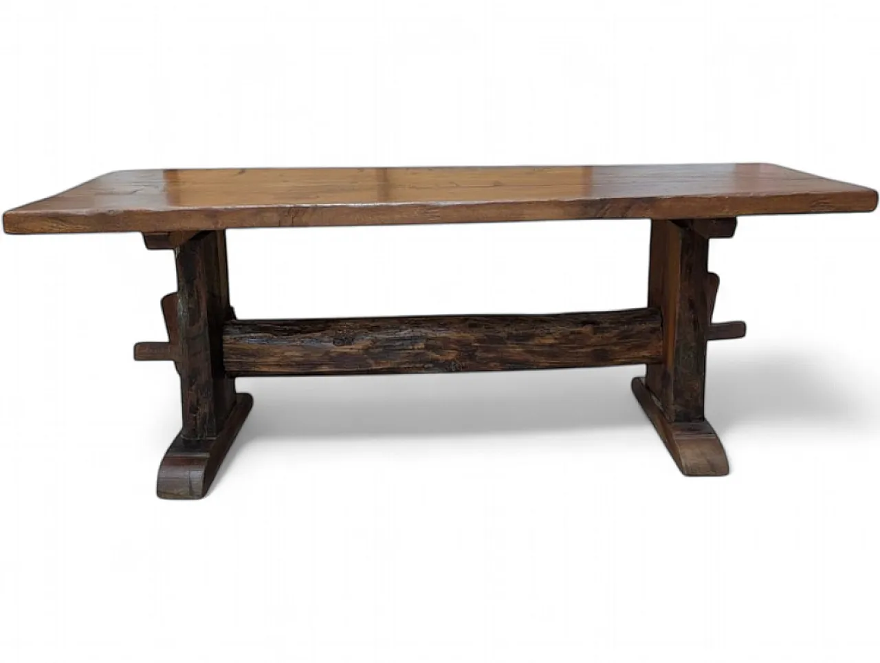 Rustic table in raw beech and chestnut, early 20th century 12