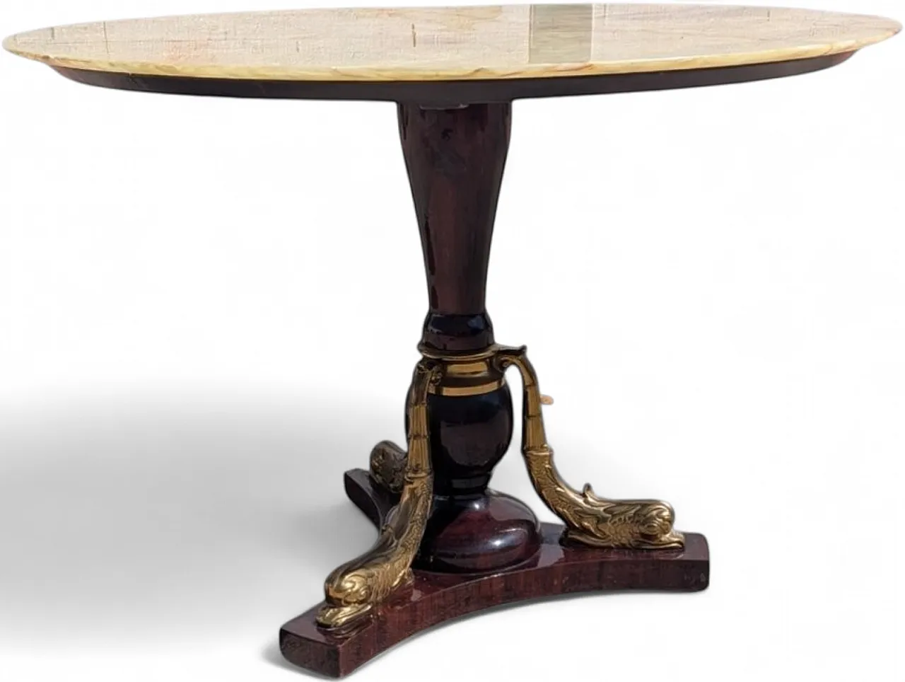 Empire style central table with onyx top, 1950s 12