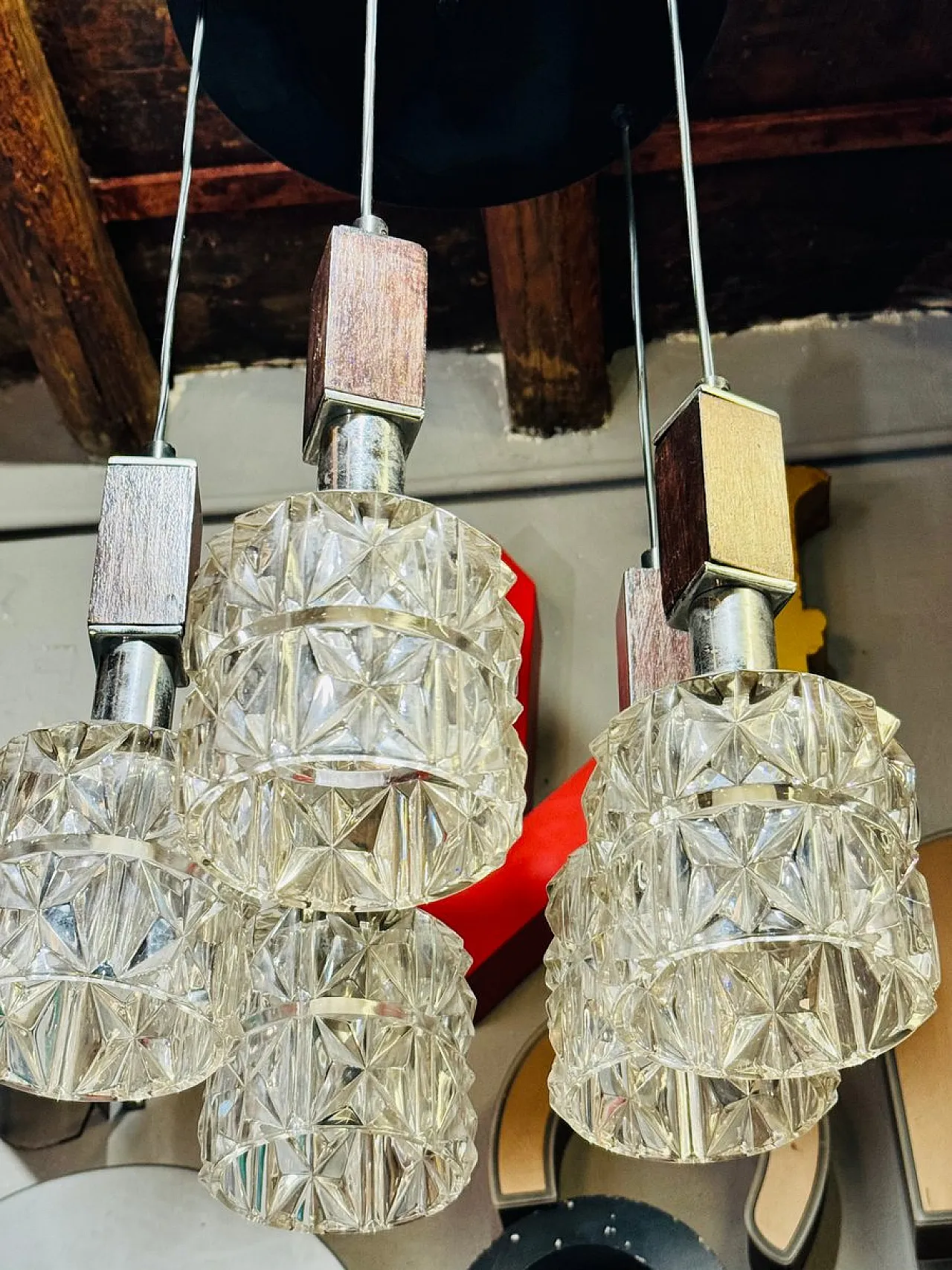 Lampadario danese in metallo cromato 4