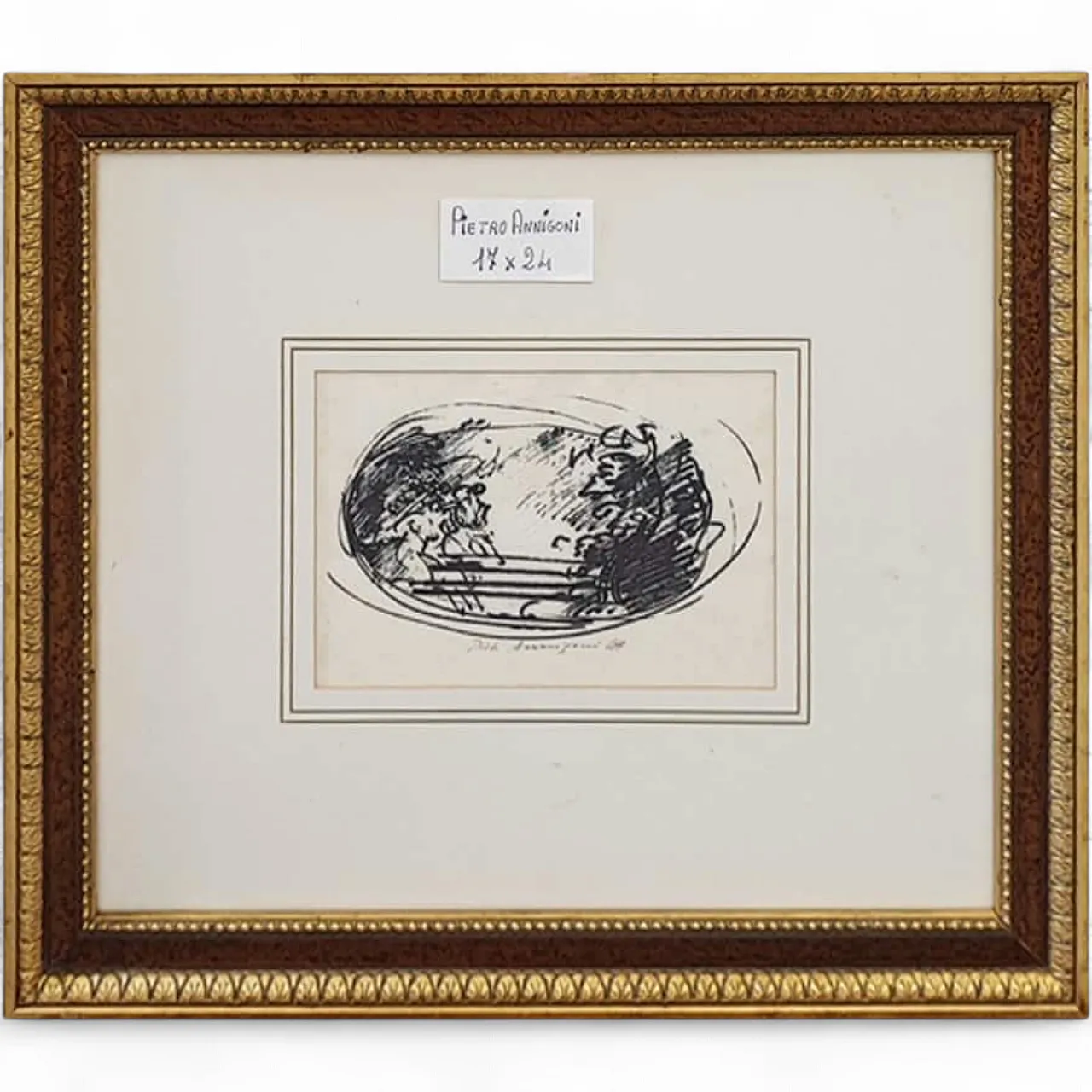 Pietro Annigoni, Abstract Composition, drawing on paper, 1970s 14