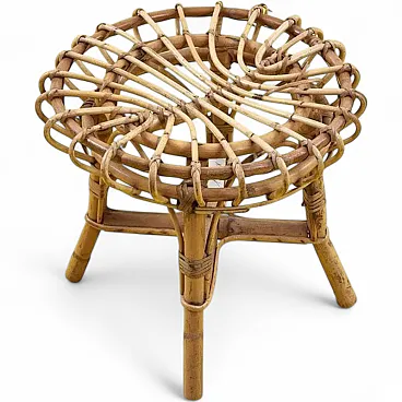 Vintage Stool in Rattan, 1960s