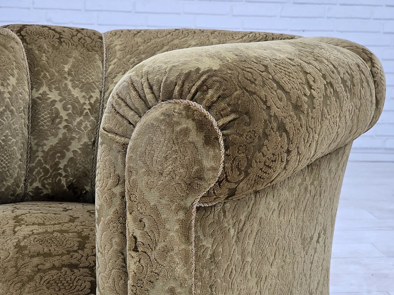 1950s, Danish relax chair, furniture velour, beech wood. 2