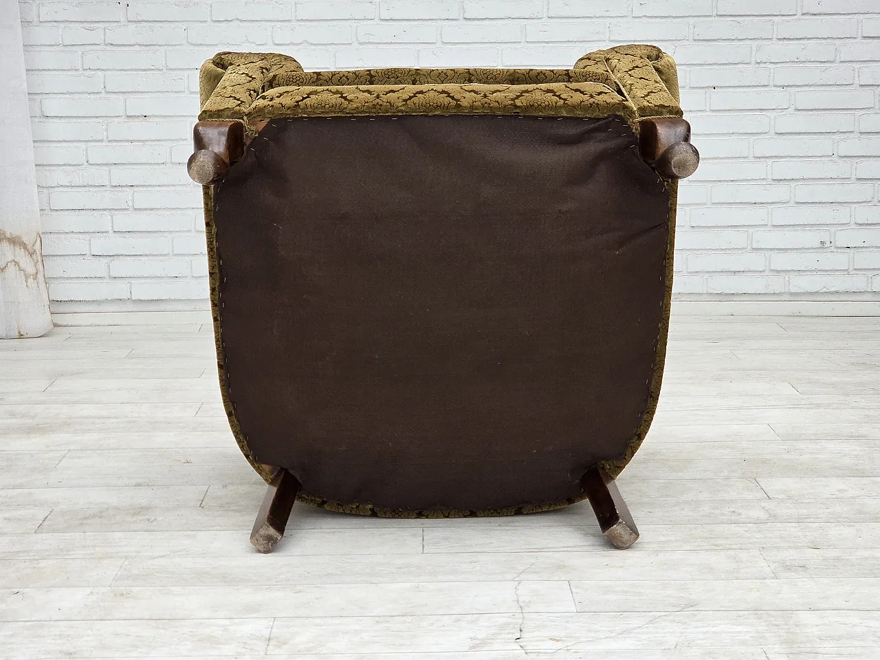 1950s, Danish relax chair, furniture velour, beech wood. 3