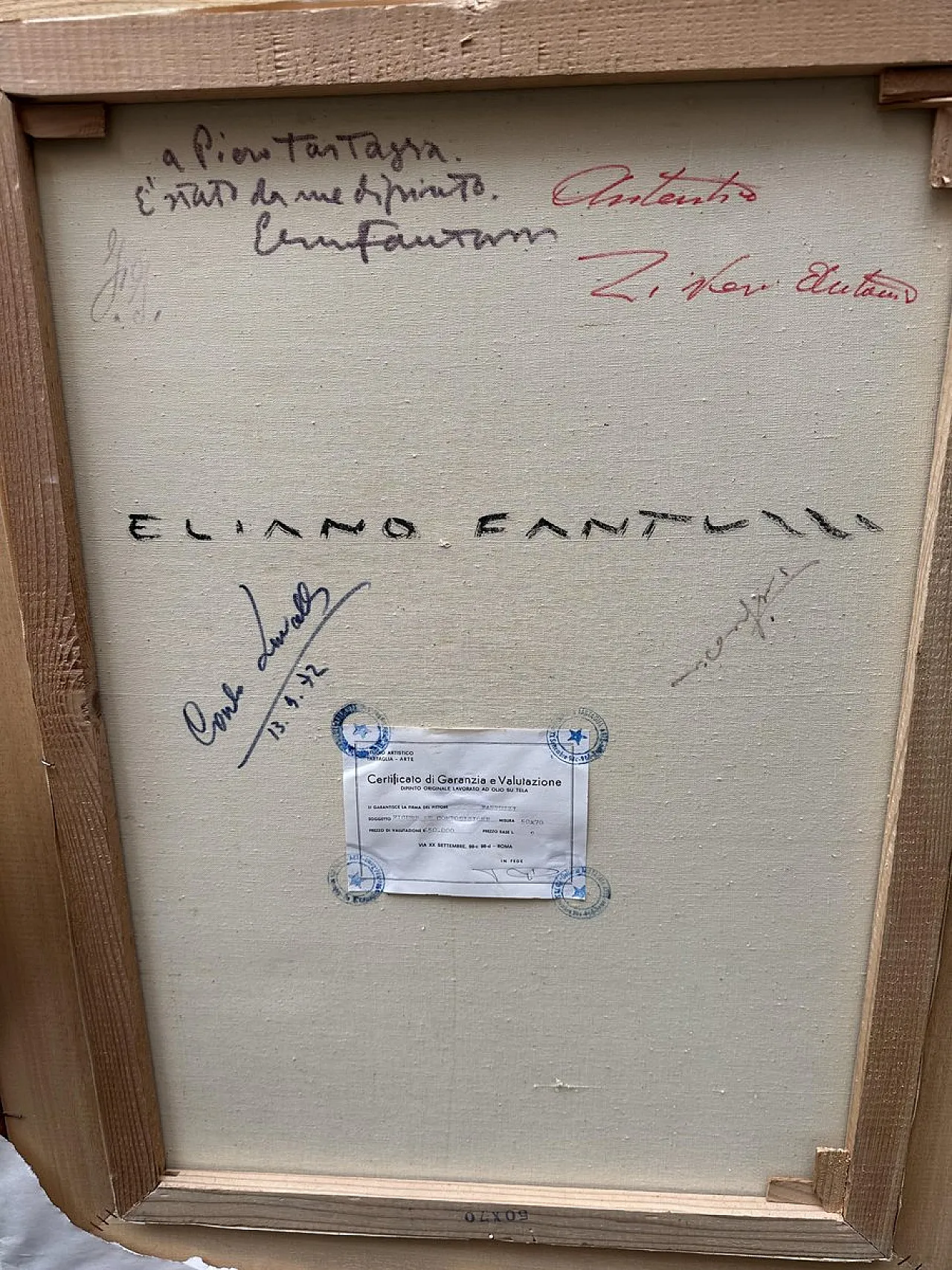 Eliano Fantuzzi, Composizione, 1972, Olio su tela, con cornice 3