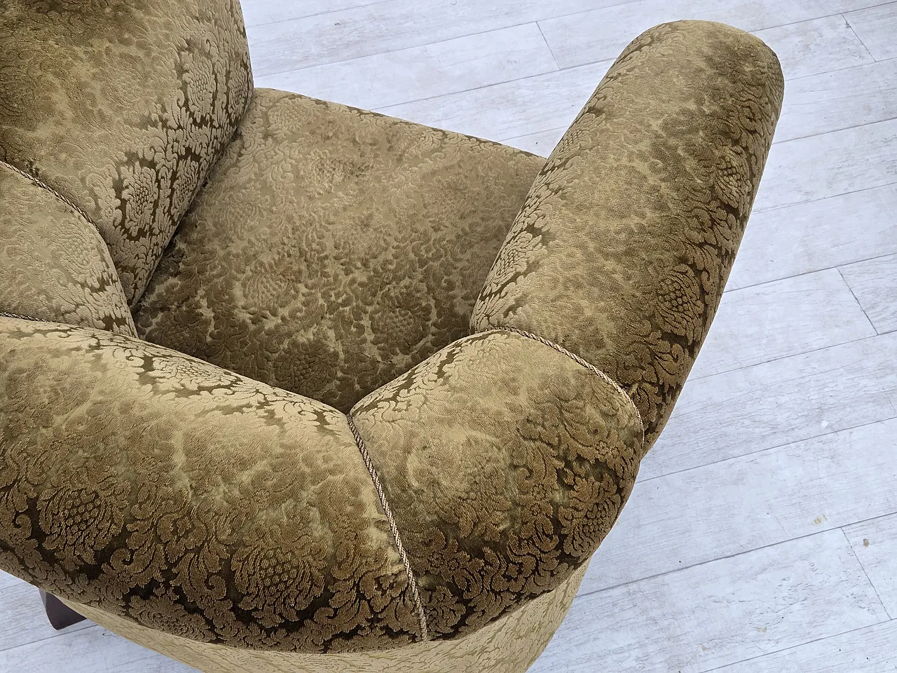 1950s, Danish relax chair, furniture velour, beech wood. 8