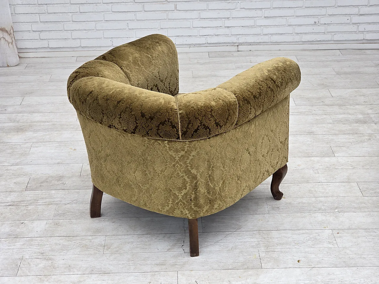 1950s, Danish relax chair, furniture velour, beech wood. 9