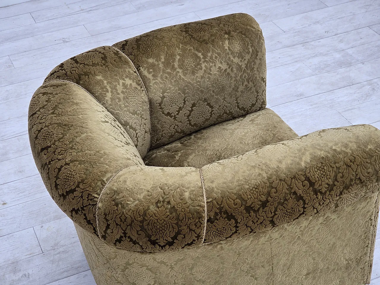 1950s, Danish relax chair, furniture velour, beech wood. 10