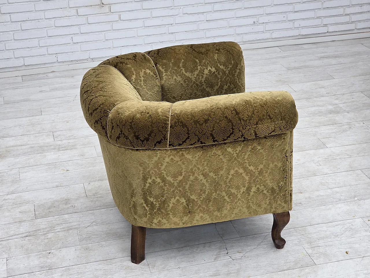 1950s, Danish relax chair, furniture velour, beech wood. 11