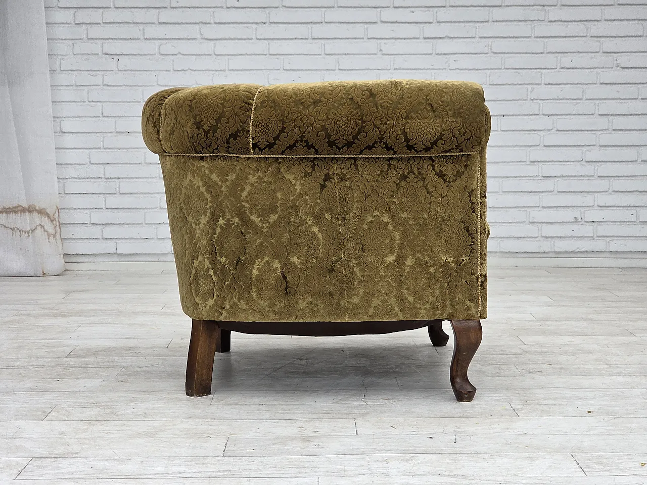 1950s, Danish relax chair, furniture velour, beech wood. 12