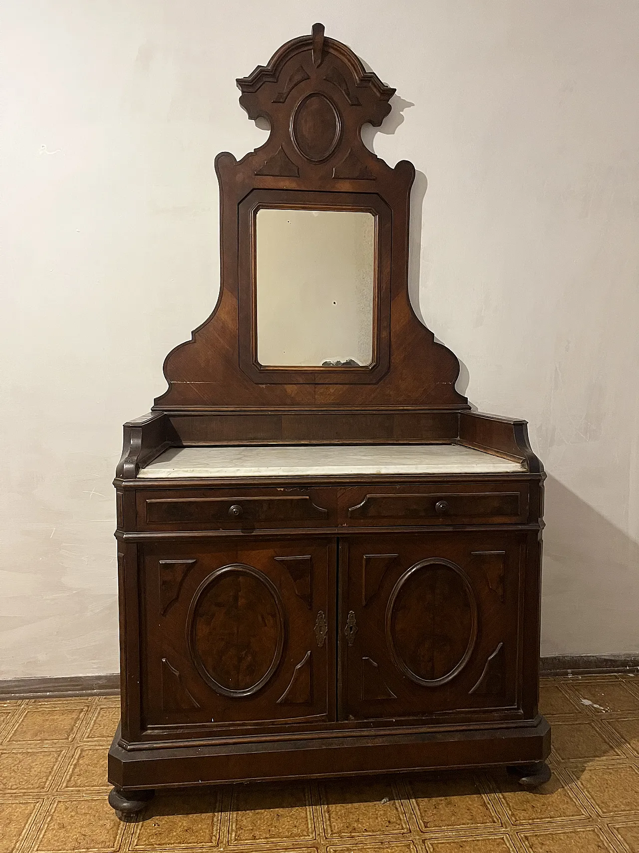 Period dressing table in style – with mirror and marble top 1