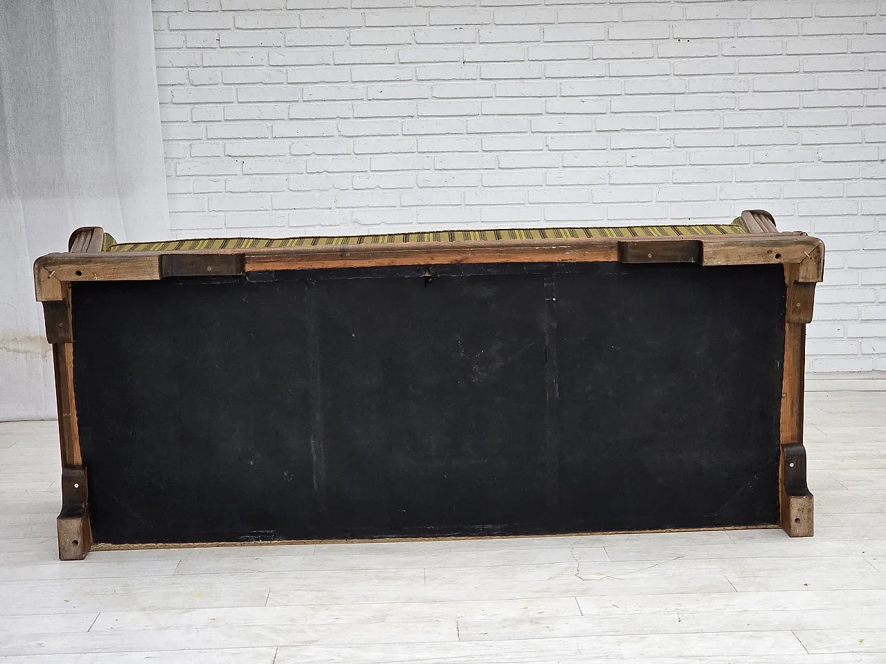 1950s, Danish 3-seater sofa, furniture velour, oak wood. 3