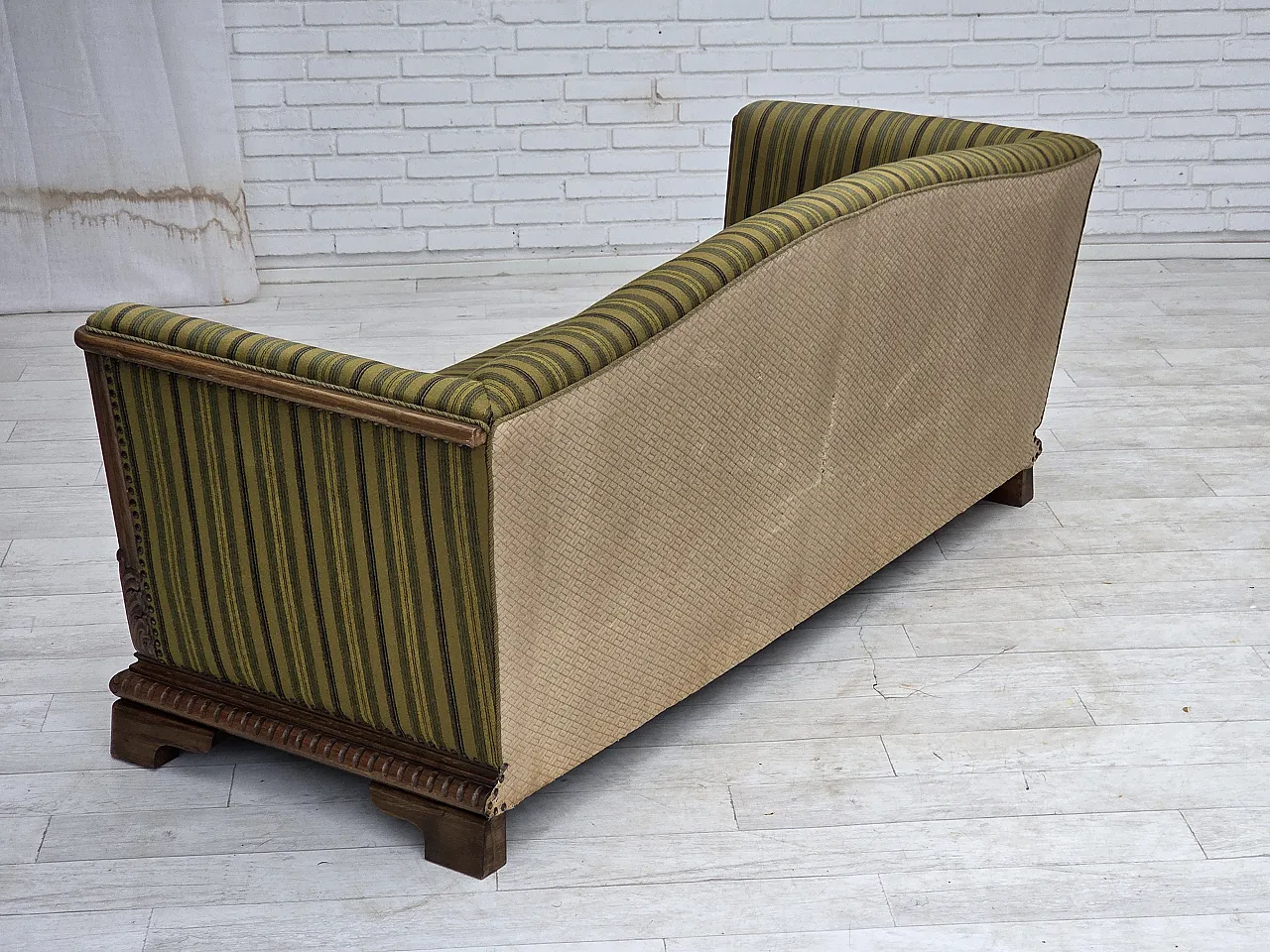 1950s, Danish 3-seater sofa, furniture velour, oak wood. 7