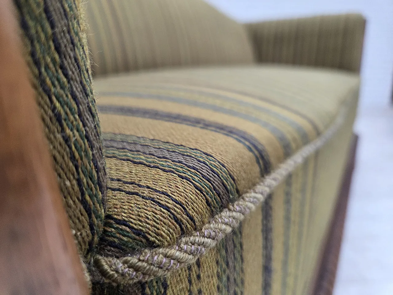 1950s, Danish 3-seater sofa, furniture velour, oak wood. 13